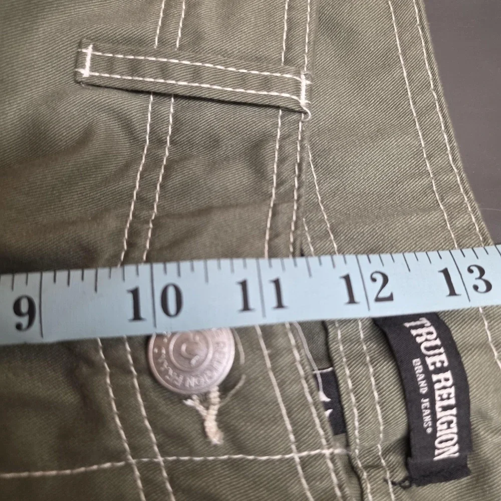 True Religion Cargo Pants Mens 36x34 Green Kalamata Canvas Utility Pockets